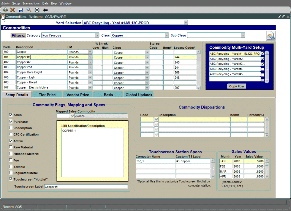 Scrapware, Scrap Metal Recycling Software | Purchases Module